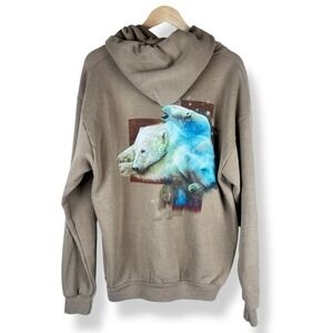 SeaWorld‎ Polar Bear Graphic Hoodie Unisex Size XL Vintage 90s Wildlife Print